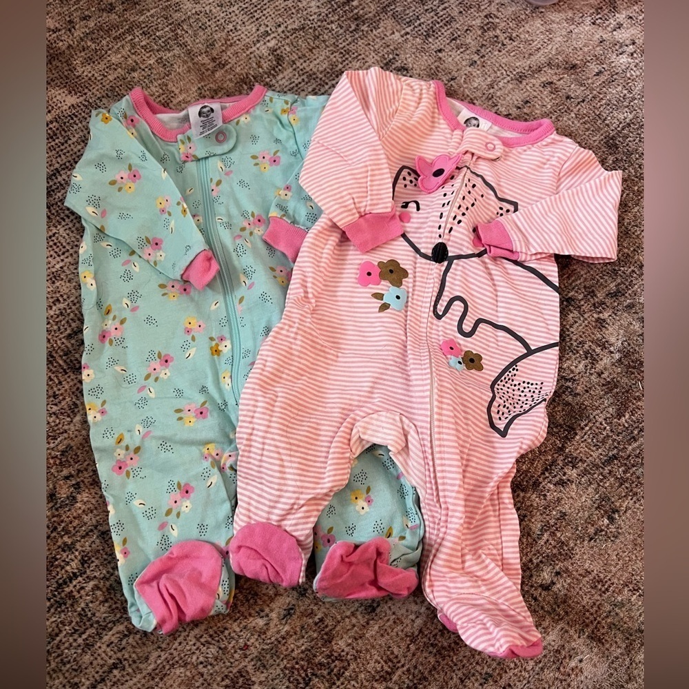 4/$20 Gerber Floral and Striped Newborn Pajama Bundle